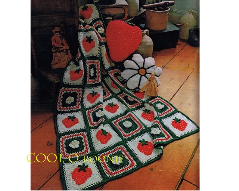 Crochet strawberry blanket.