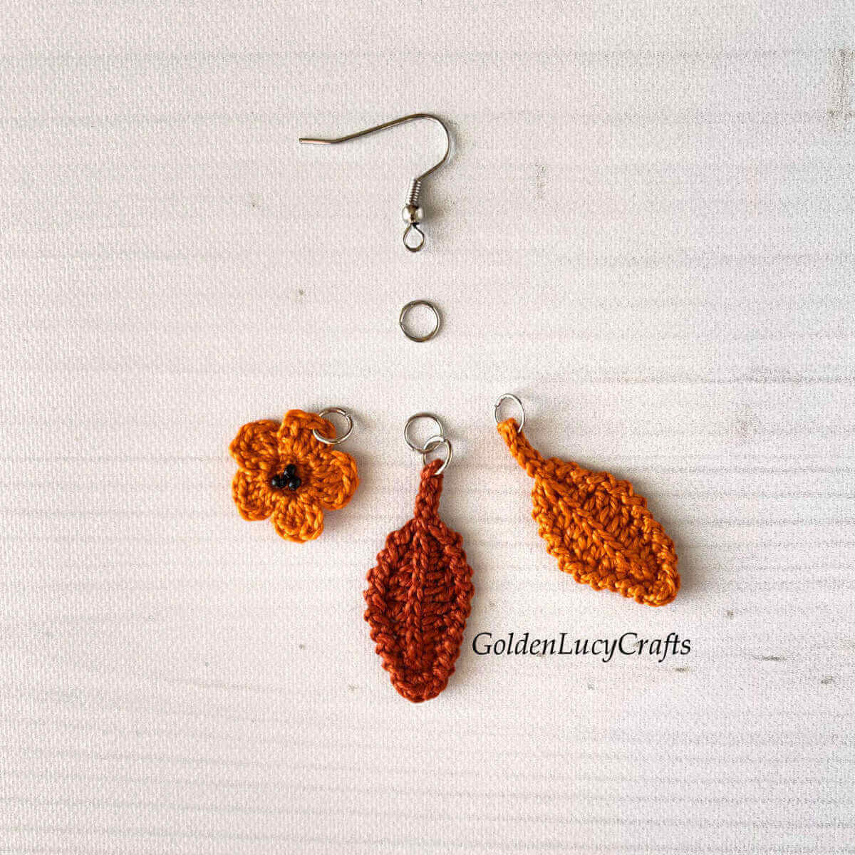 Silk Linen and Cotton. Autumn Leaf Crochet Earrings