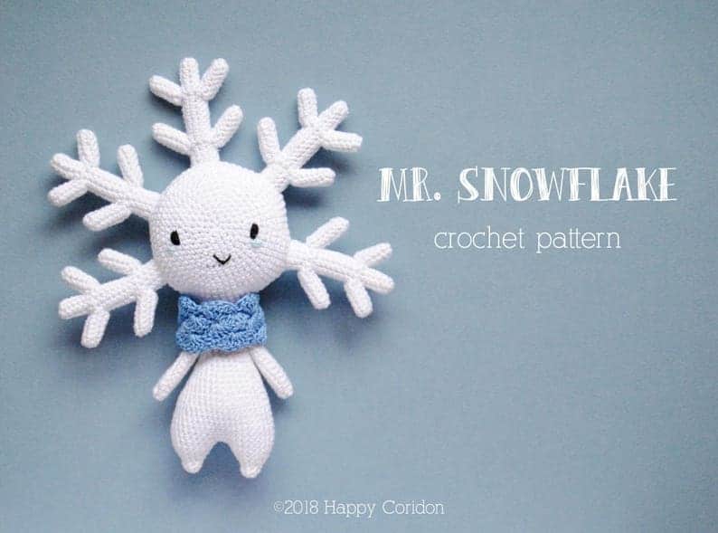 Crocheted snowflake toy.