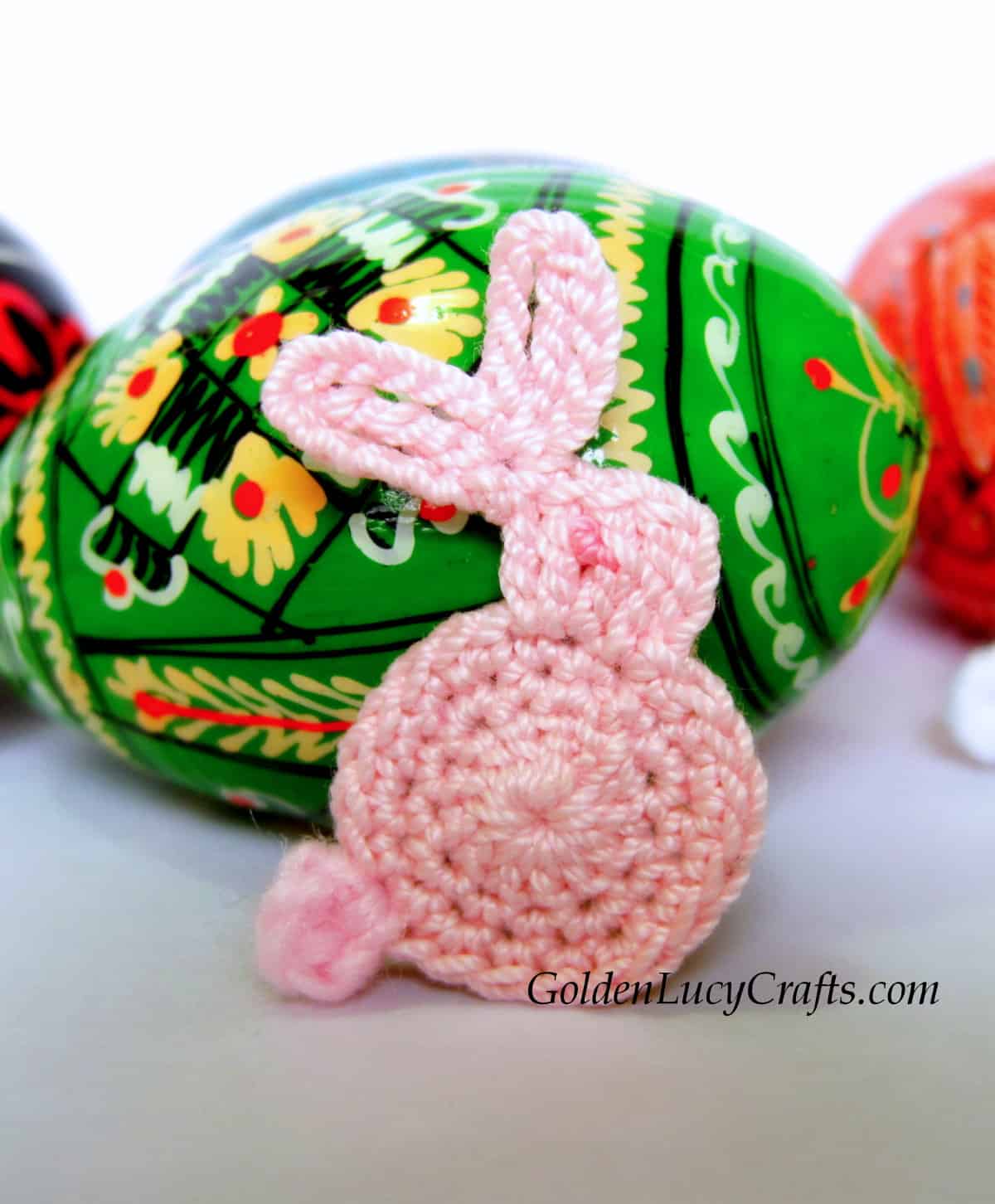 Pink crochet Easter bunny applique.