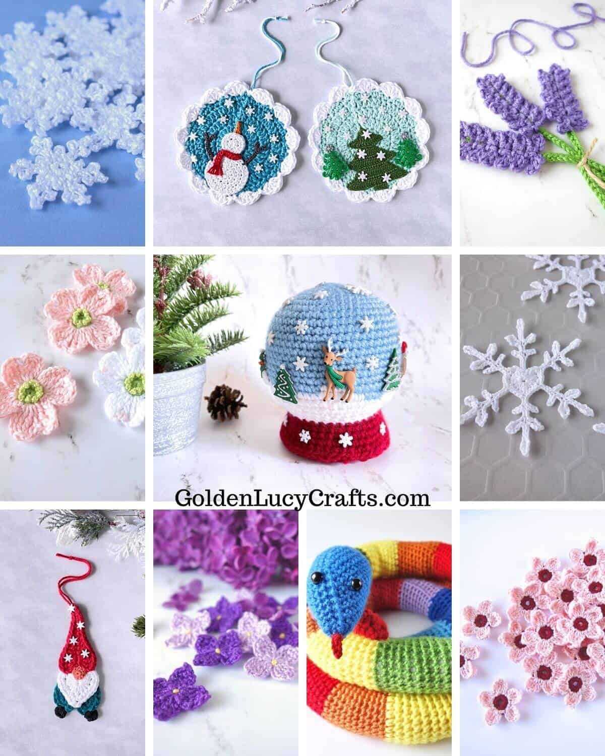 Crochet top 10 patterns of 2021 on GoldenLucyCrafts - photo collage.