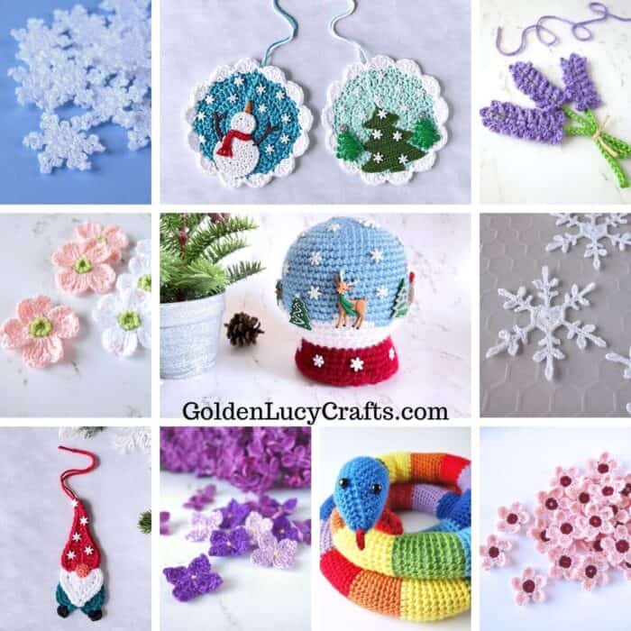 Crochet top 10 patterns on GoldenLucyCrafts - photo collage.