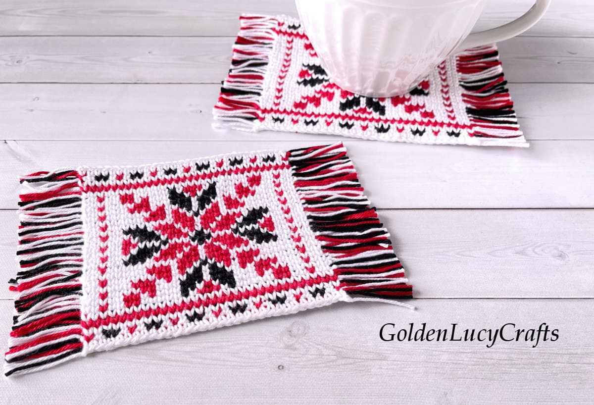 Ukrainian style crochet coasters.