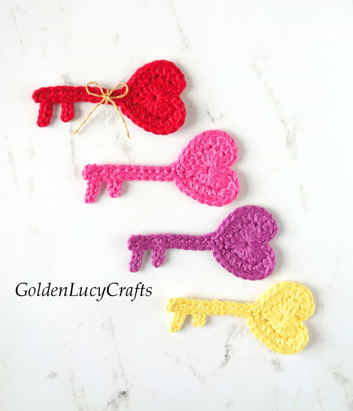 Crochet key to my heart appliques.