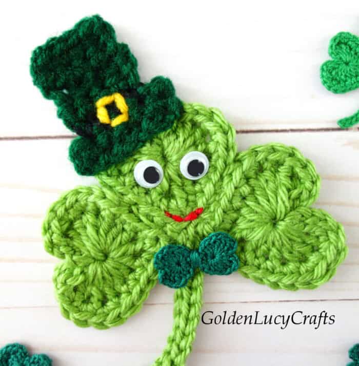 Crochet Heart Shamrock in a Hat for St Patrick s Day GoldenLucyCrafts