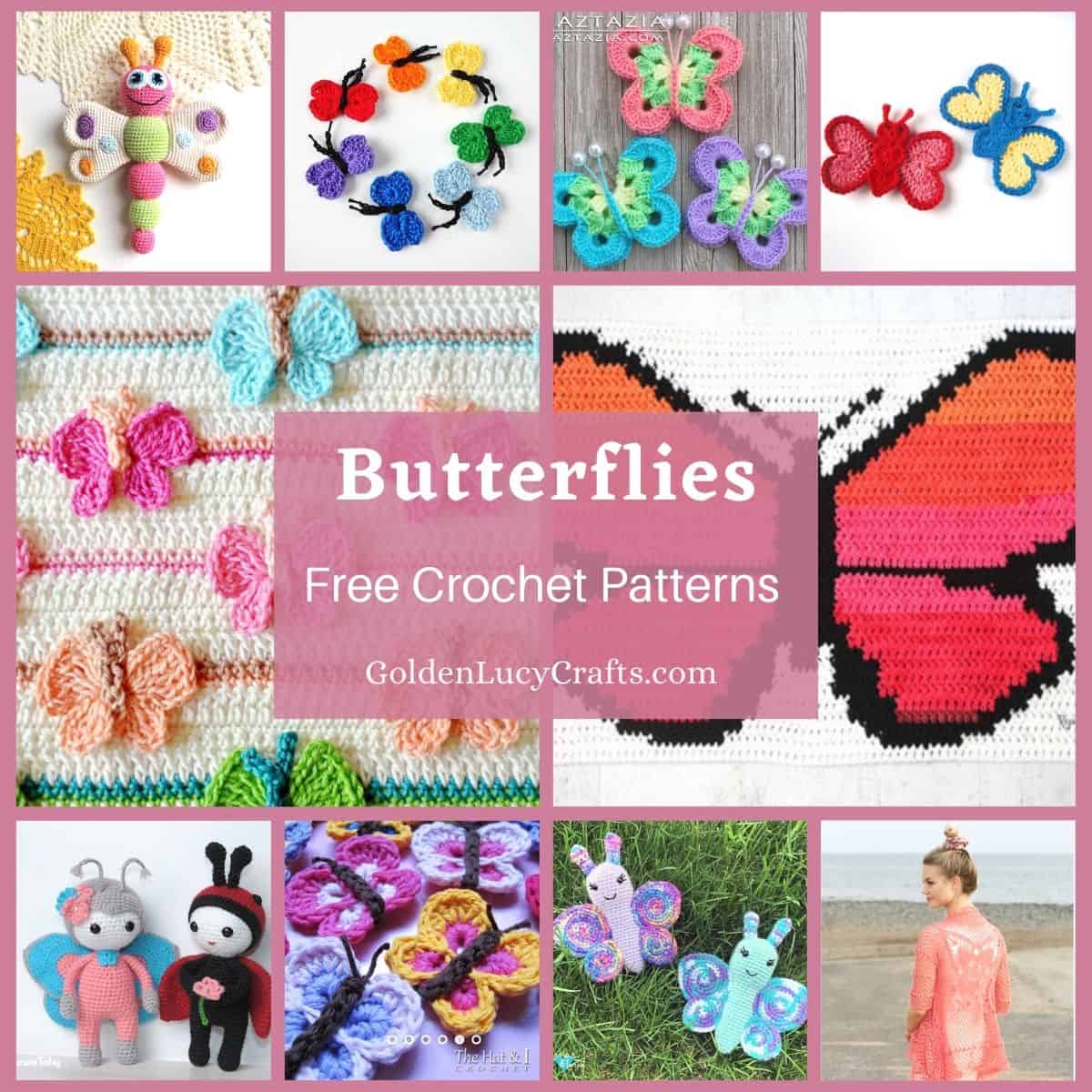 Photo collage crocheted butterflies.
