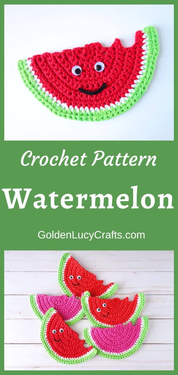 Crochet watermelon slices - appliques or coasters.