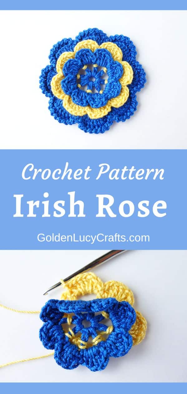 Crochet Irish rose flower motif for embelishment.
