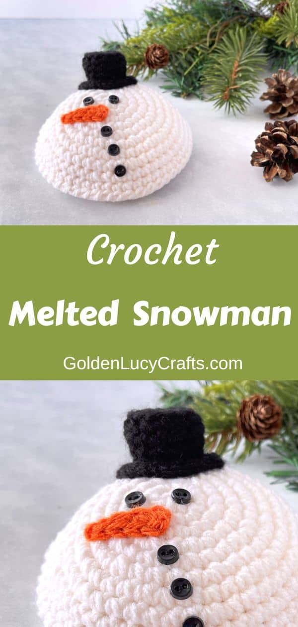 Crochet melted snowman toy.
