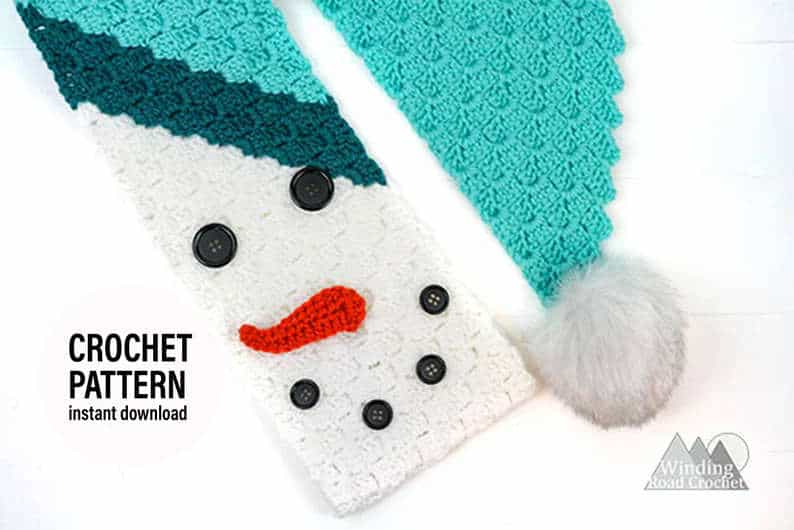 Crochet snowman scarf.