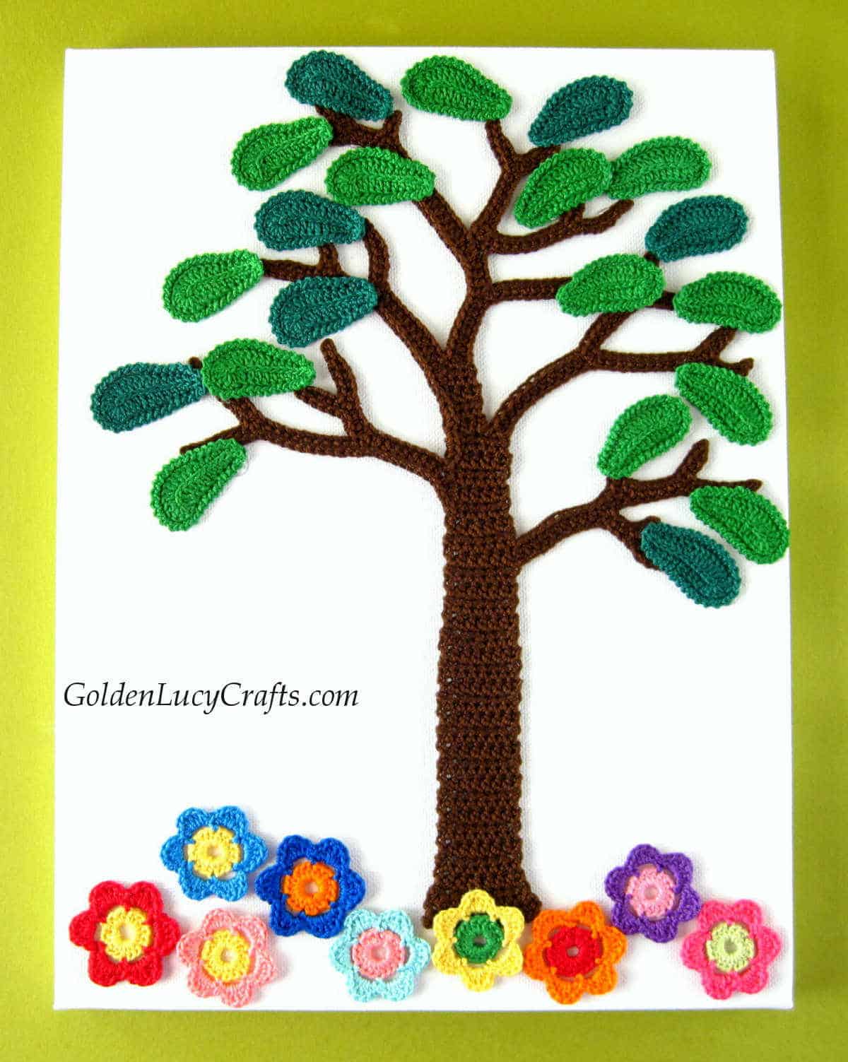 Crochet wall art - summer tree.
