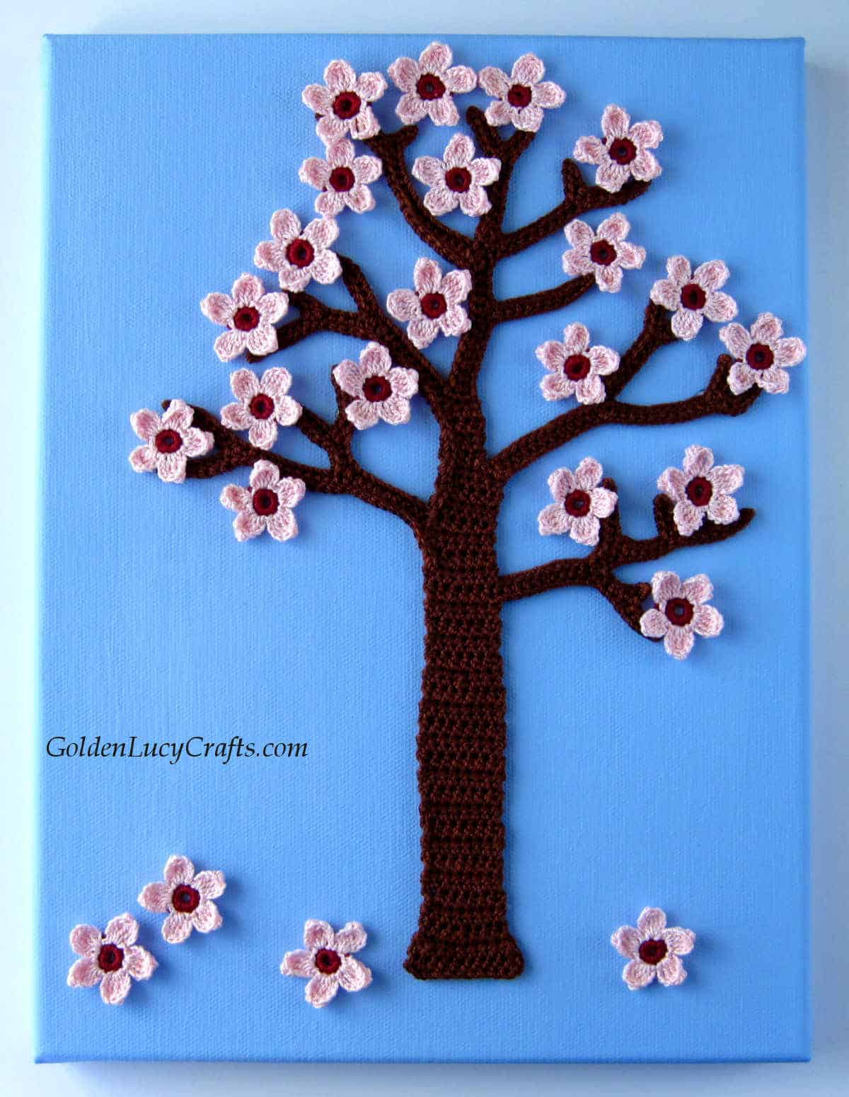 Crochet wall art spring tree.