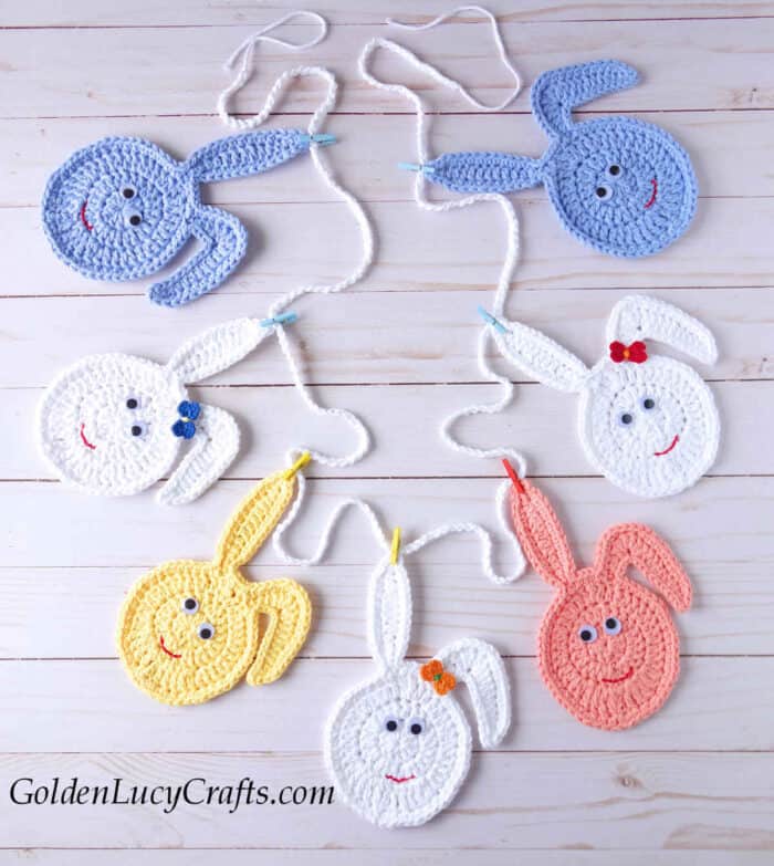 Crochet Easter bunny garland.