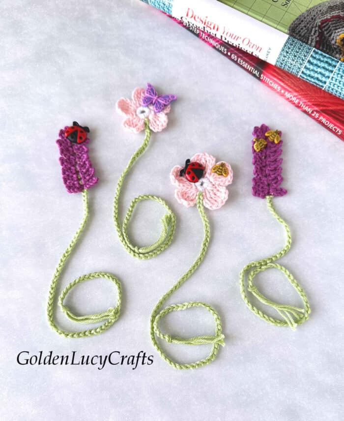 Crochet Flower Bookmarks GoldenLucyCrafts