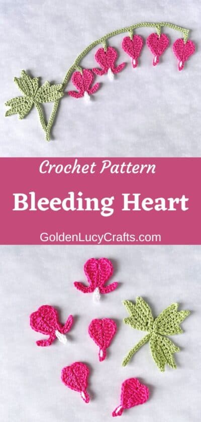 Bleeding Heart Applique, Free Crochet Pattern - GoldenLucyCrafts