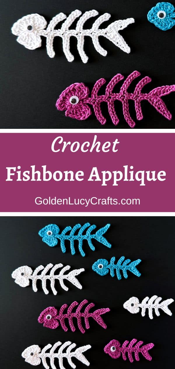 Crochet fish bone appliques.