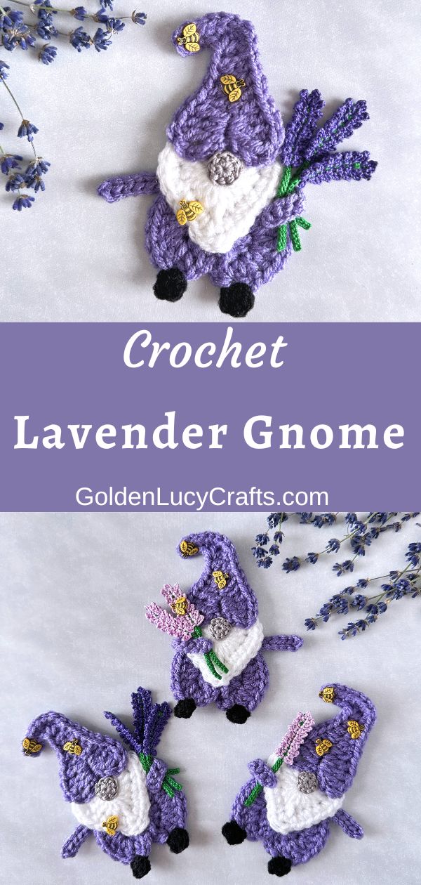 Crochet lavender gnomes.