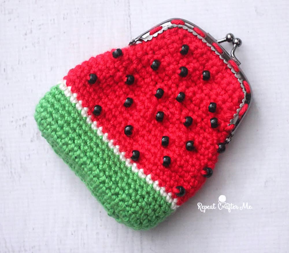 Crochet watermelon coin purse.