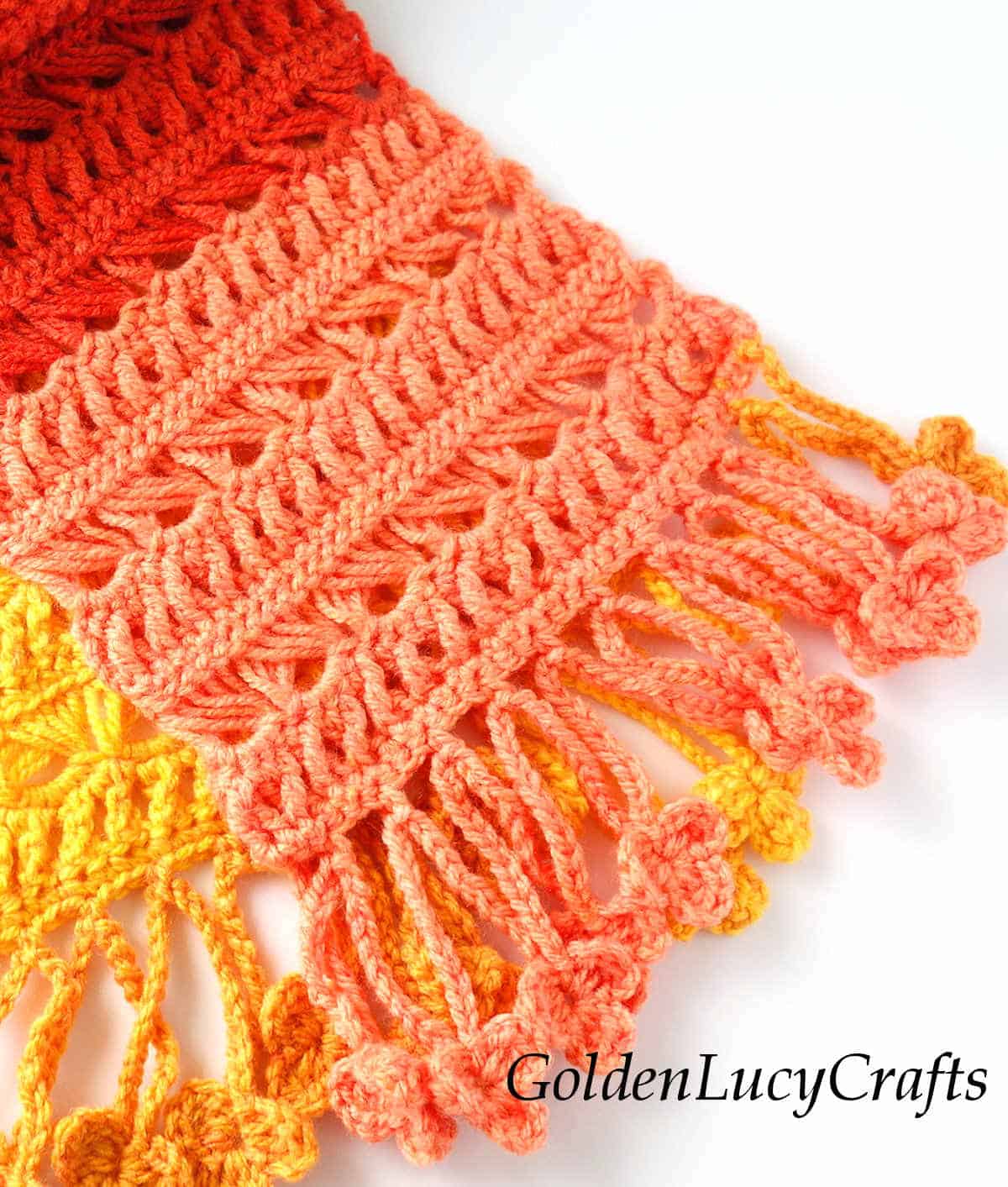 Crocheted scarf close up picture.