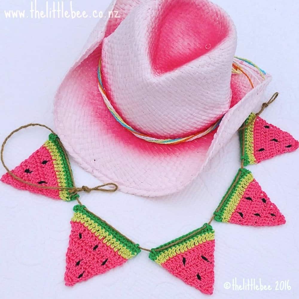 Crochet watermelon bunting.