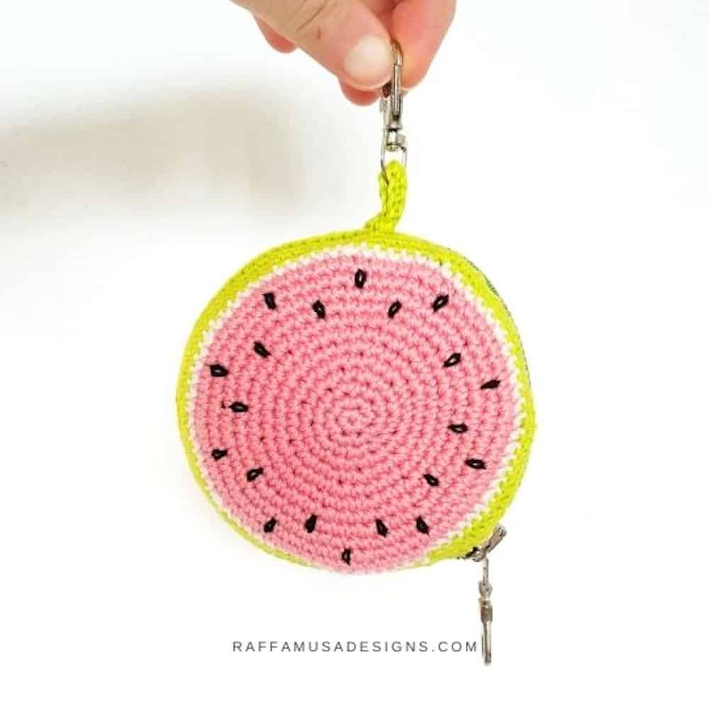 Crochet watermelon purse.