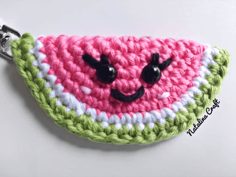Crochet watermelon keychain.