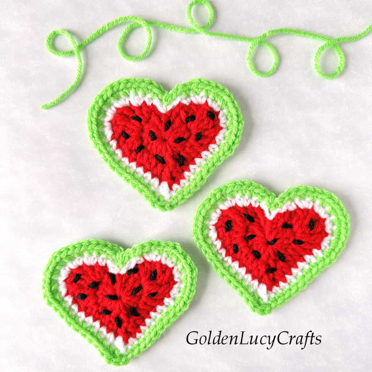 Watermelon Heart, Free Crochet Pattern - GoldenLucyCrafts