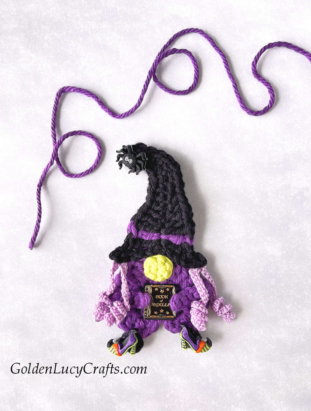 Crochet witch gnome applique.