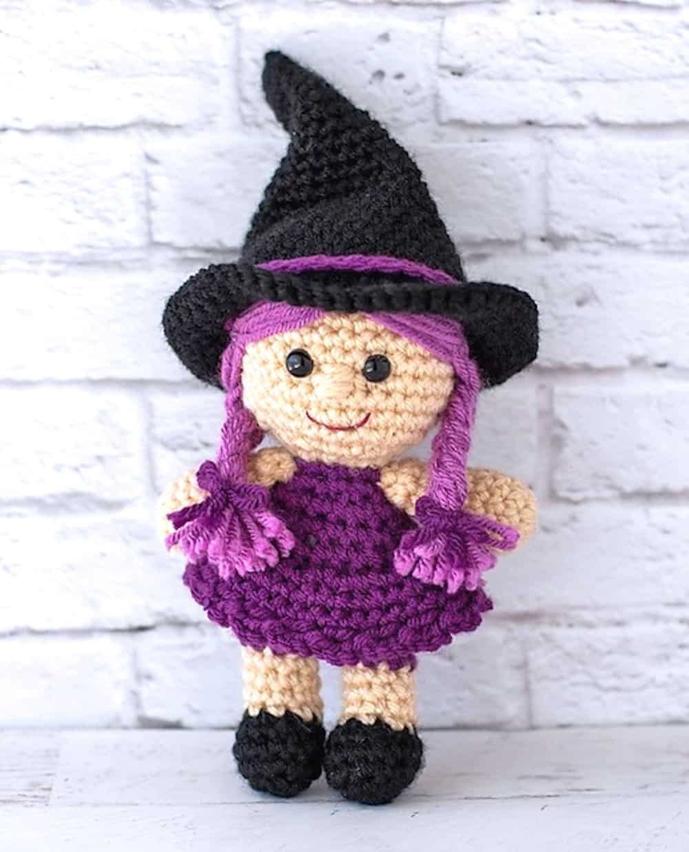 Crochet witch amigurumi.