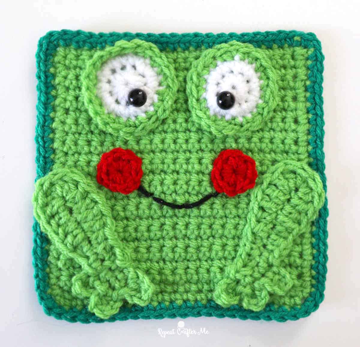 Crocheted frog square.