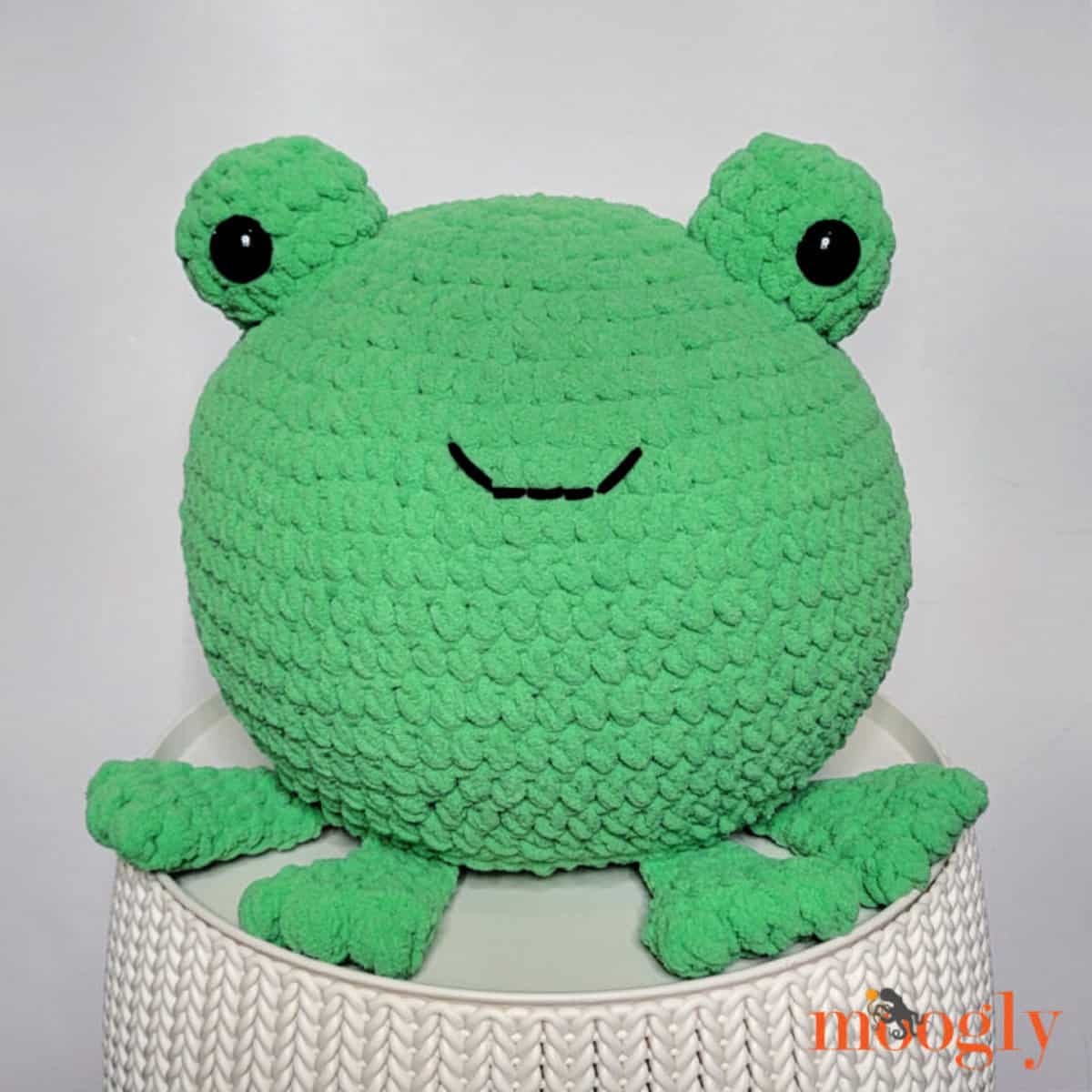 Crocheted large frog.