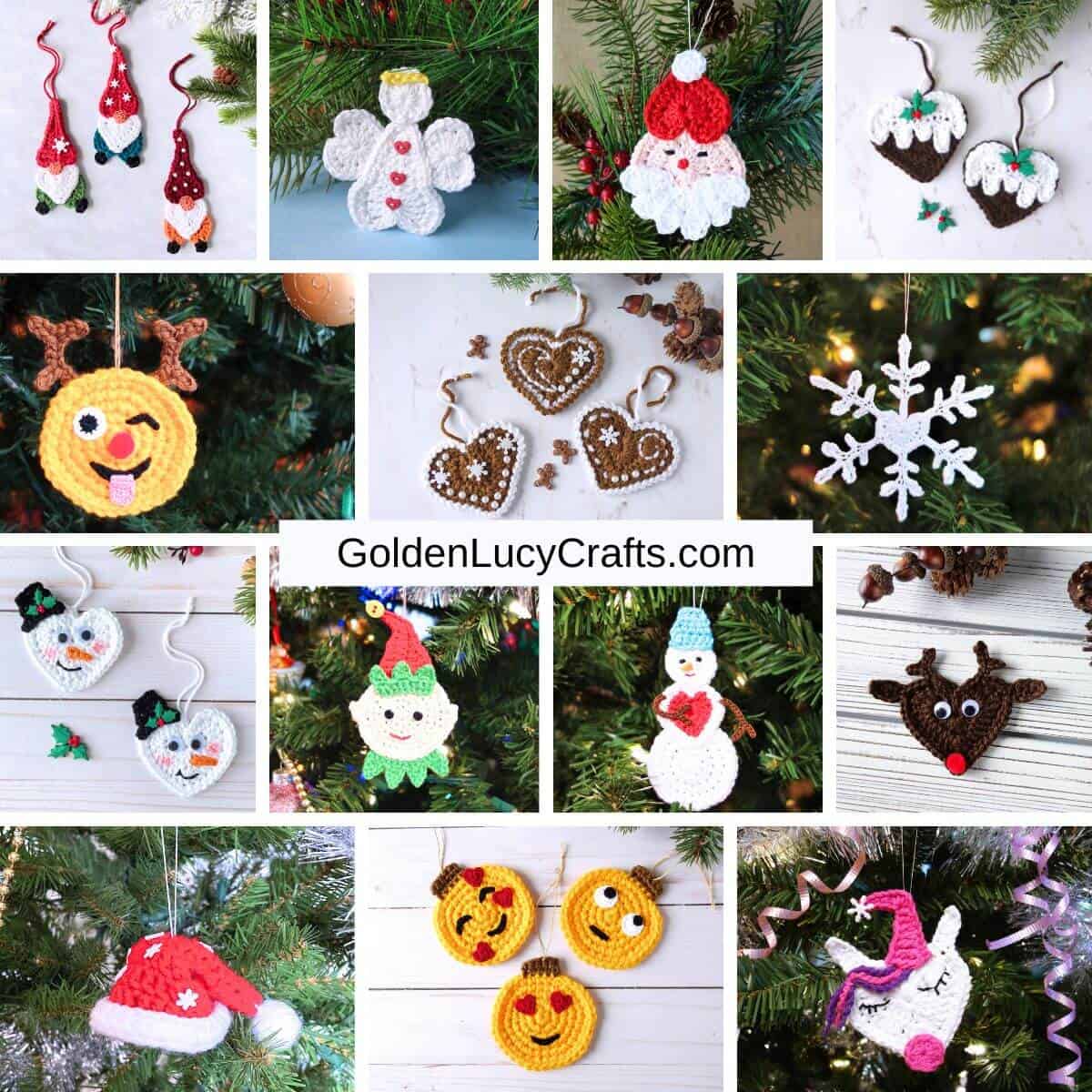 Christmas Ornaments Crochet Patterns - GoldenLucyCrafts