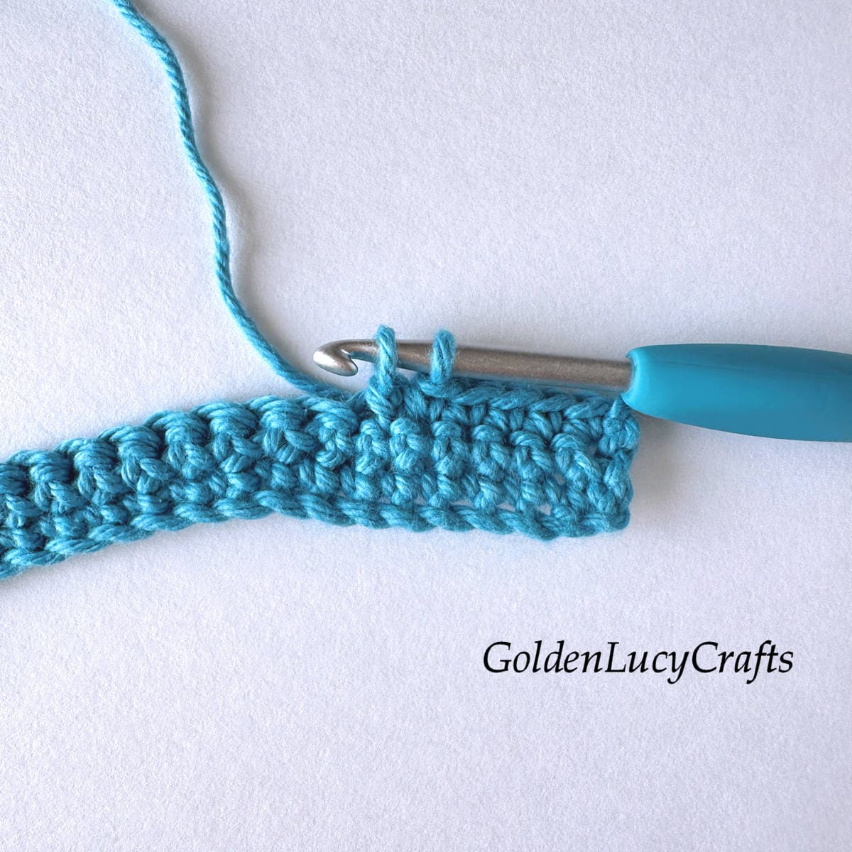 Crochet sample demonstrating step 4 of how to decrease.