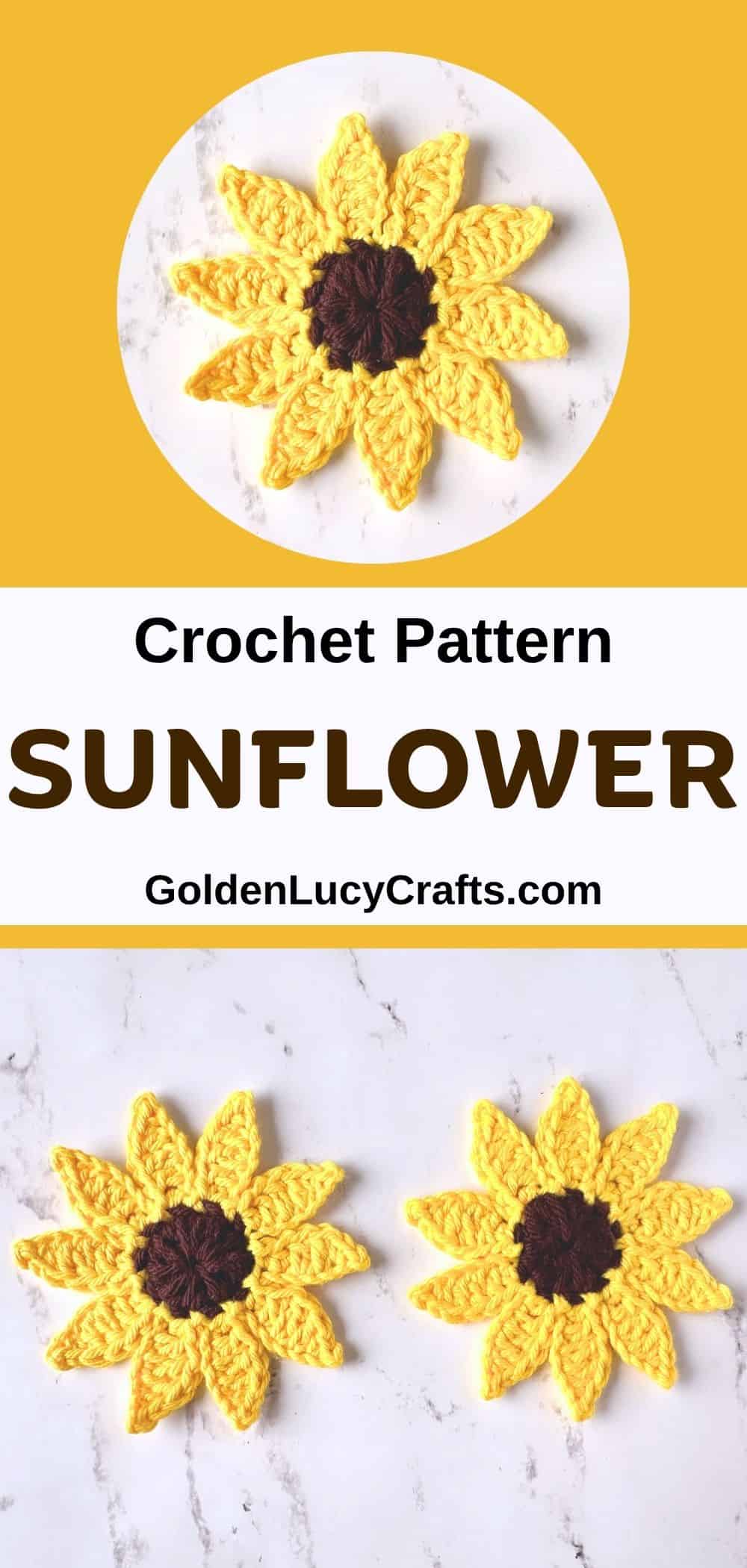 Crocheted sunflower appliques.