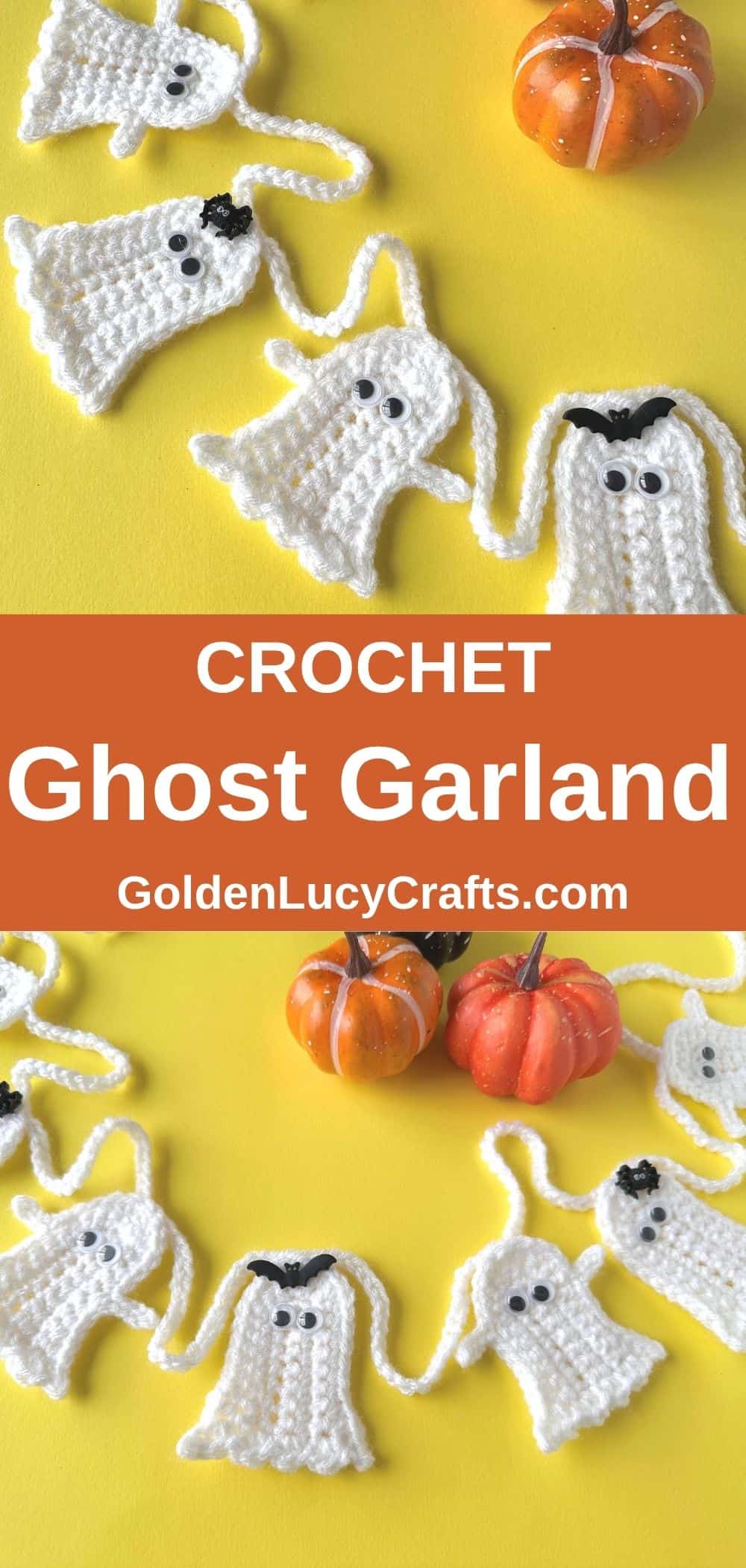 Crocheted Halloween ghost garland.